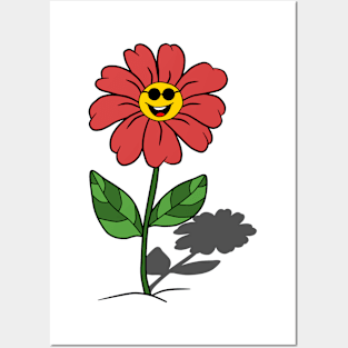 Red flower shadow Posters and Art